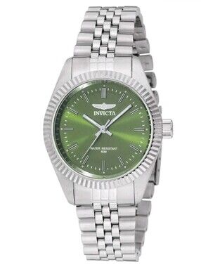 NEW Invicta Specialty Women's Watch - 36mm. Steel Green Dial Flutted Bezel 49217